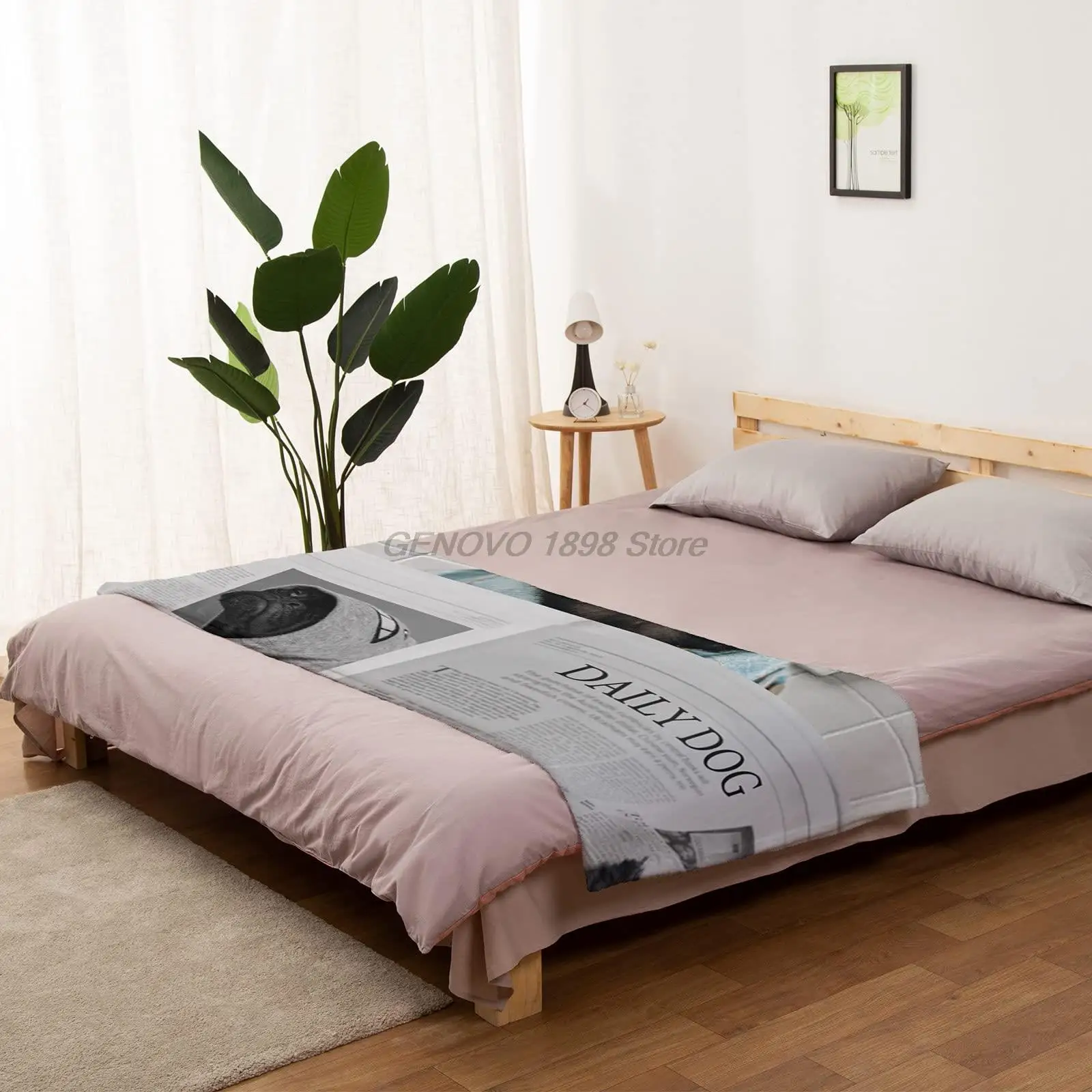 Одеяло флисовое Полноразмерное одеяло легкое Фланелевое для мопса сидящего на