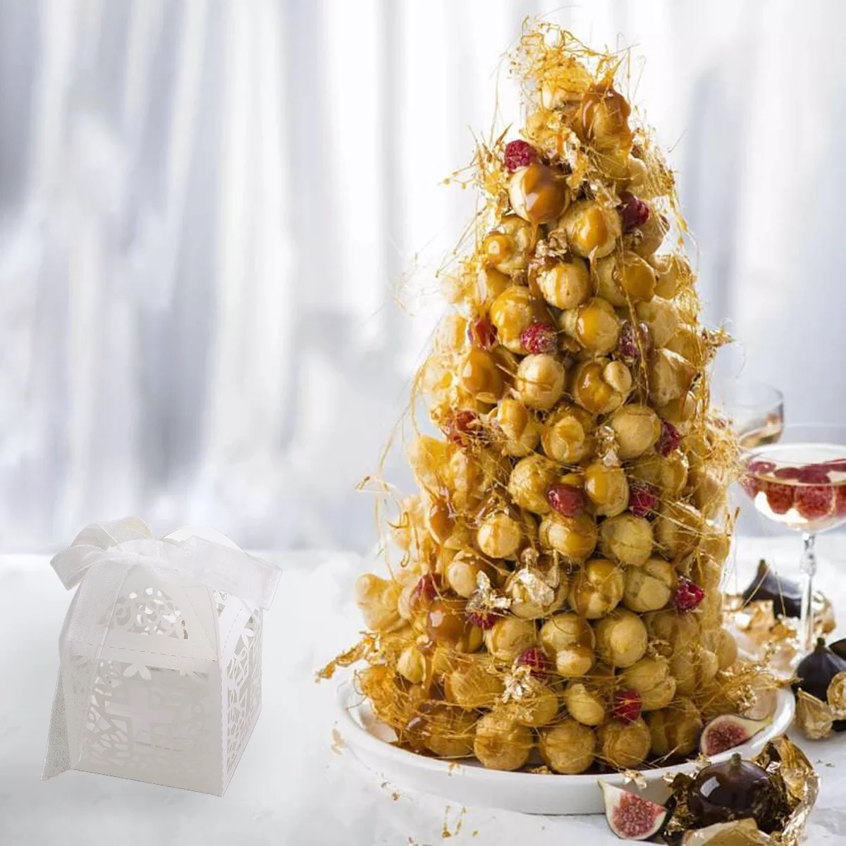 

50 шт., подарочные коробки для конфет с лентами