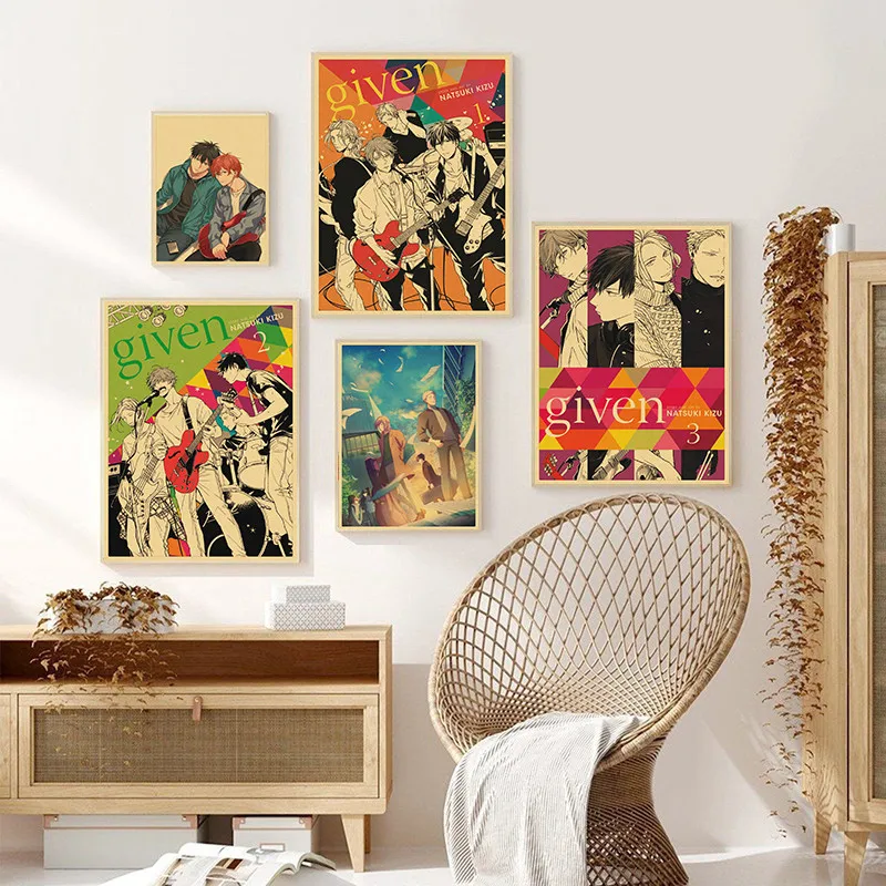 Постеры из крафт-бумаги в стиле аниме печатный плакат украшение для дома