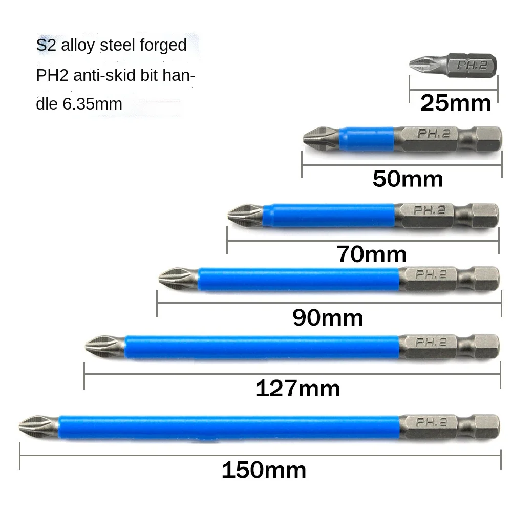 

Ph2 Cross Screwdriver Magnetic Bit Non-slip Head 25mm-150mm Electric Hand Drills For Wind Batch Hand Drill Charging Screwdriver