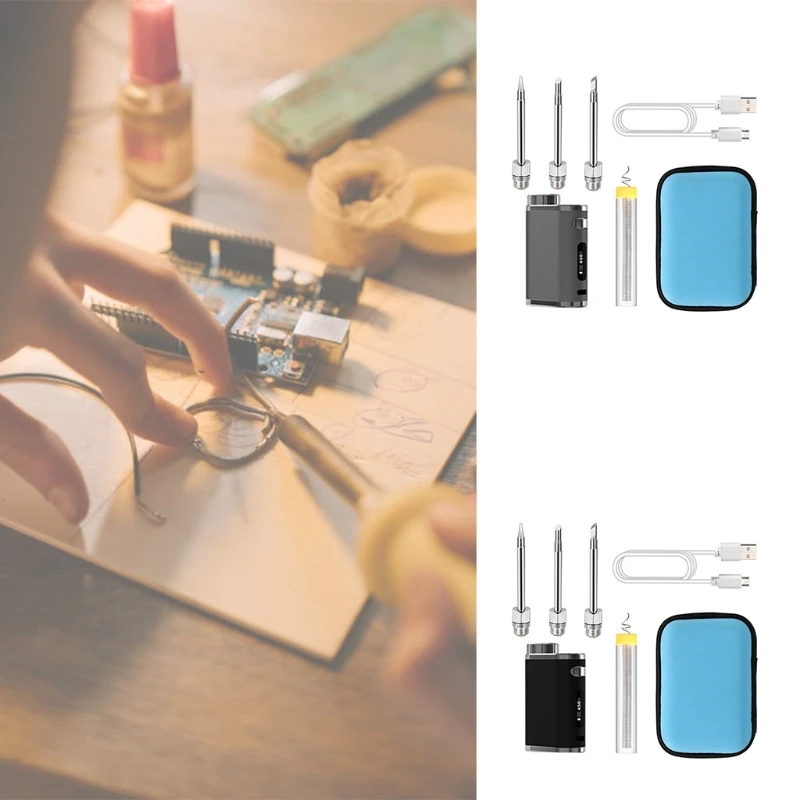 

1-75w Soldering Iron Set Battery Powered Welding Iron Set USB Rechargeable Welding Tools Power Adjustable Tools Set