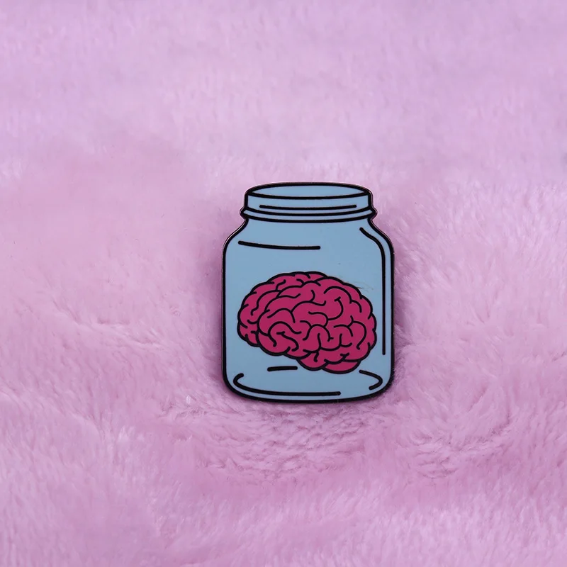 Анатомический красный мозг в синей бутылке эмалированные медицинские ювелирные