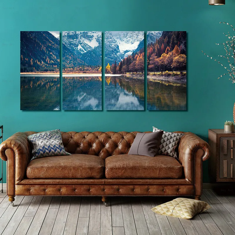 4 шт фермы горный озеро с водопадом холст картины Wall Art современный Плакаты принты