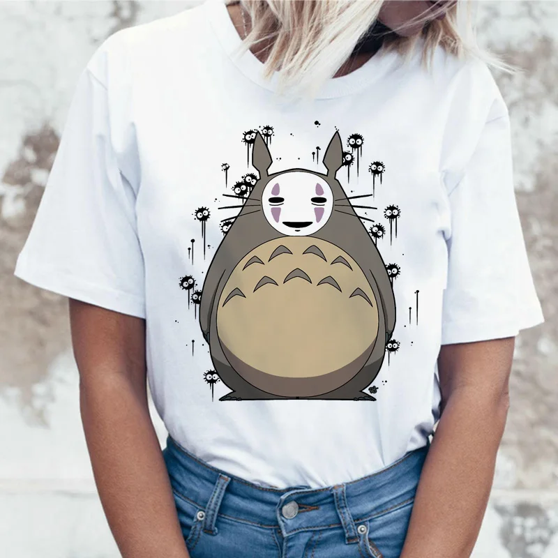 Totoro футболка Женская Топ Футболка студия Ghibli kawaii 90s Графический harajuku Miyazaki Hayao женская мода