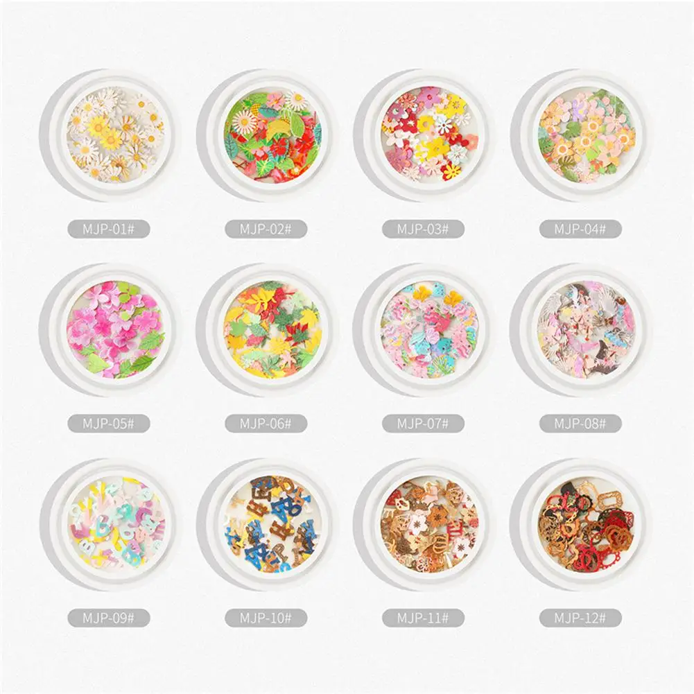 1 коробка 3D лист из древесной целлюлозы с цветами и звездами блестки для ногтей 12