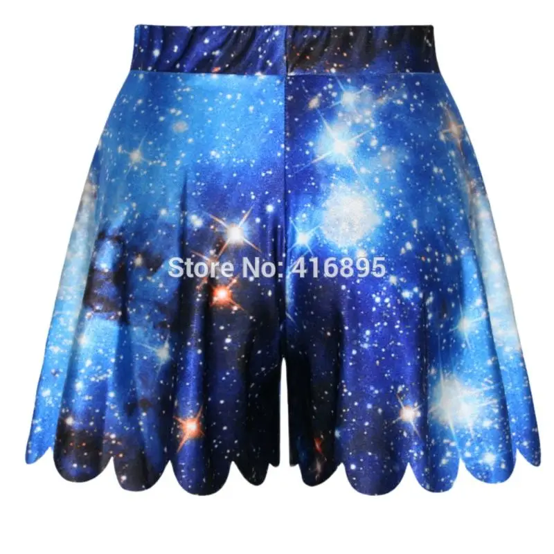 Летние 3D Мини женские шорты с высокой талией и принтом Галактики расклешенные