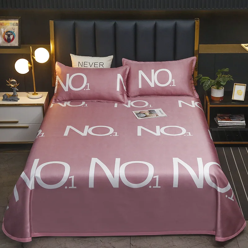 

Коврик из ледяного шелка, простой мягкий коврик с розовыми буквами для кондиционирования воздуха, складная машинная стирка, односпальная к...