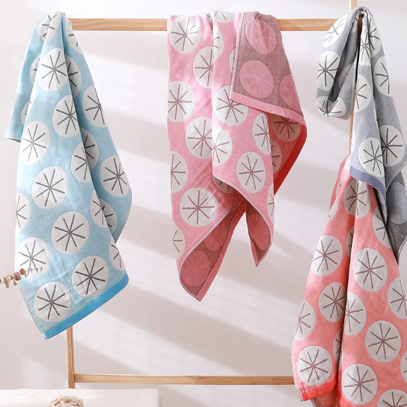 

Japanese Style Muslin Cotton Large Bath Towel for Adults Kids Absorbent Geometric Travel Beach Towel Soft Shower Towels Bathroom