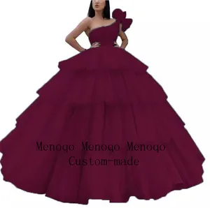 Evening Dresses Tired Ruffles Muslim Evening Dress Dubai Saudi Arabic Evening Gown Boho Prom Dress