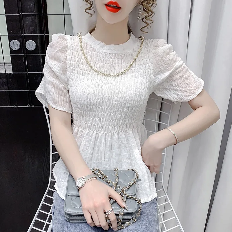 Лето 2021 Новинка Приталенный топ с контролируемым поясом стройнящий коротким