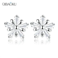 snowflake stud earrings zircon elegant crystal small earrings for women fashion romantic ear jewelry korean earrings