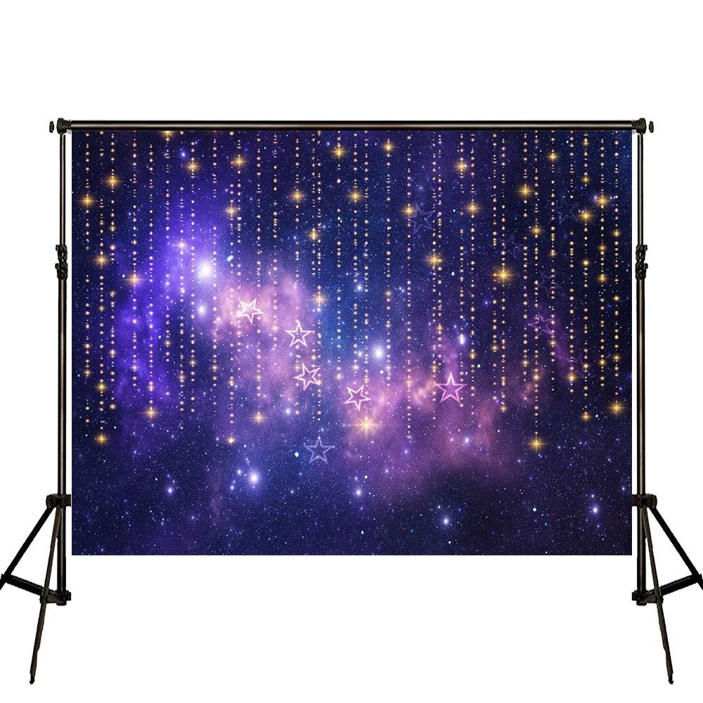 Винилбдс 10х10фт голубое звездное небо фон для фотосъемки мерцающие маленькие