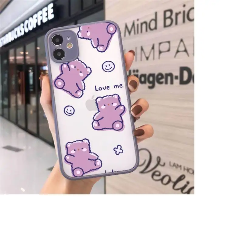 

bear frog rabbit cute animal Cartoon Phone Case matte transparent For iphone 7 8 11 12 plus mini x xs xr pro max cover