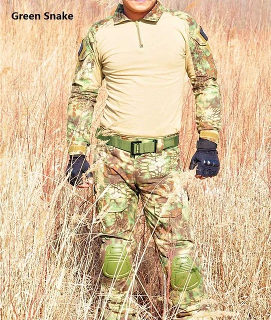 Kryptek Woodland Армейская Военная Униформа камуфляж тактический боевой костюм страйкбол военная игра одежда рубашка+ брюки налокотники наколенники - Цвет: Kryptek Woodland