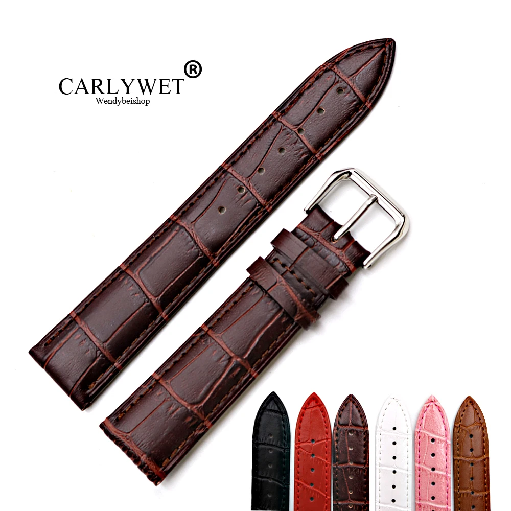 Роскошный красный ремешок для часов CARLYWET 12 14 16 18 20 22 24 мм из натуральной телячьей