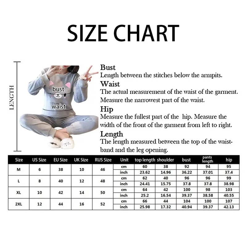 

New 2021 Spring Warm Flannel Women Pyjamas Sets Thick Coral Velvet Long Sleeve Cartoon Sleepwear Flannel Pajamas Set Girl