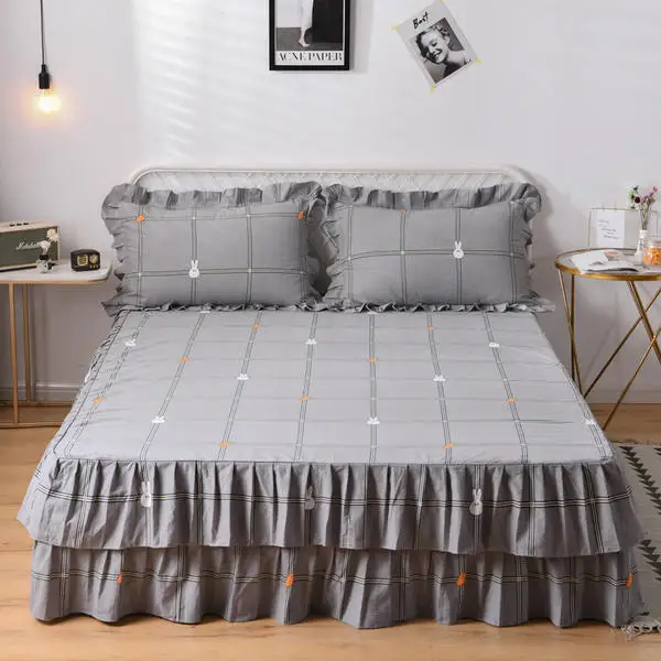 1 шт. Комплект постельного белья из 100% хлопка простыня юбка для кровати King Queen