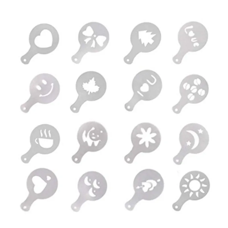 16 шт./компл. форма для рисования кофе пластиковая печать модель кофейная пена