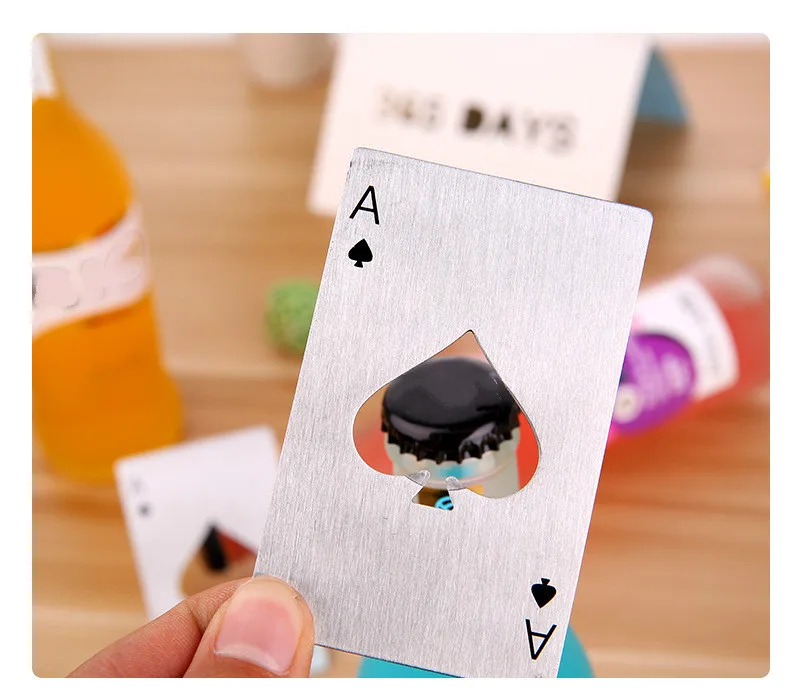 

1pcs Stainless Steel Beer Poker Playing Card of Spades Soda Bottle Cap Opener Bar Tools Kitchen Accessories