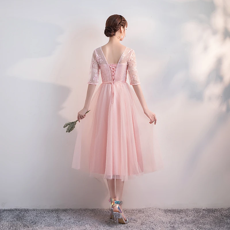 Тюлевое платье ниже колена размера плюс розовое элегантное подружки невесты с