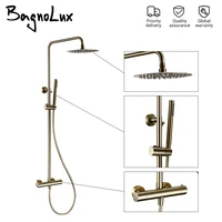 thermostat shower mixer valve set bathroom thermostatic faucet wall mount arm diverter with handheld spray rain head