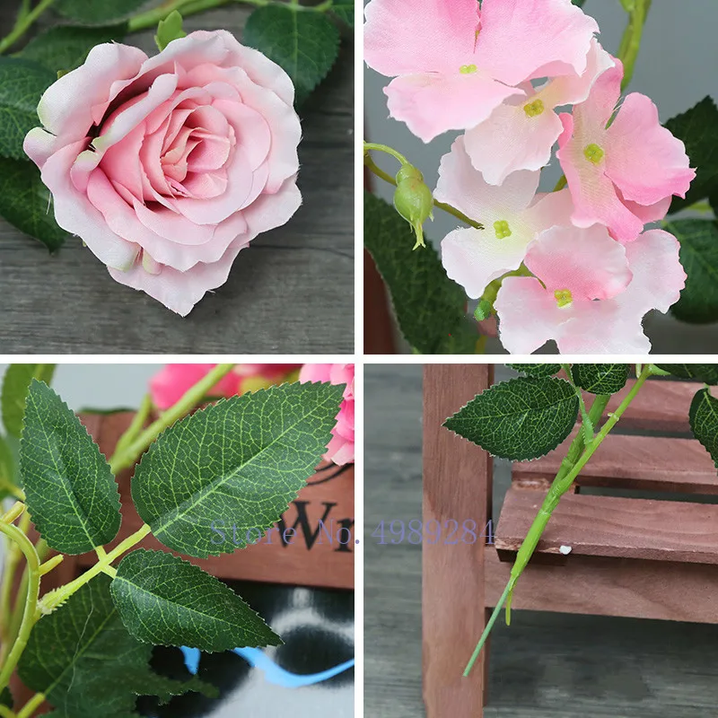 Искусственный цветок розы стены лозы струны открытый свадьба пластиковая