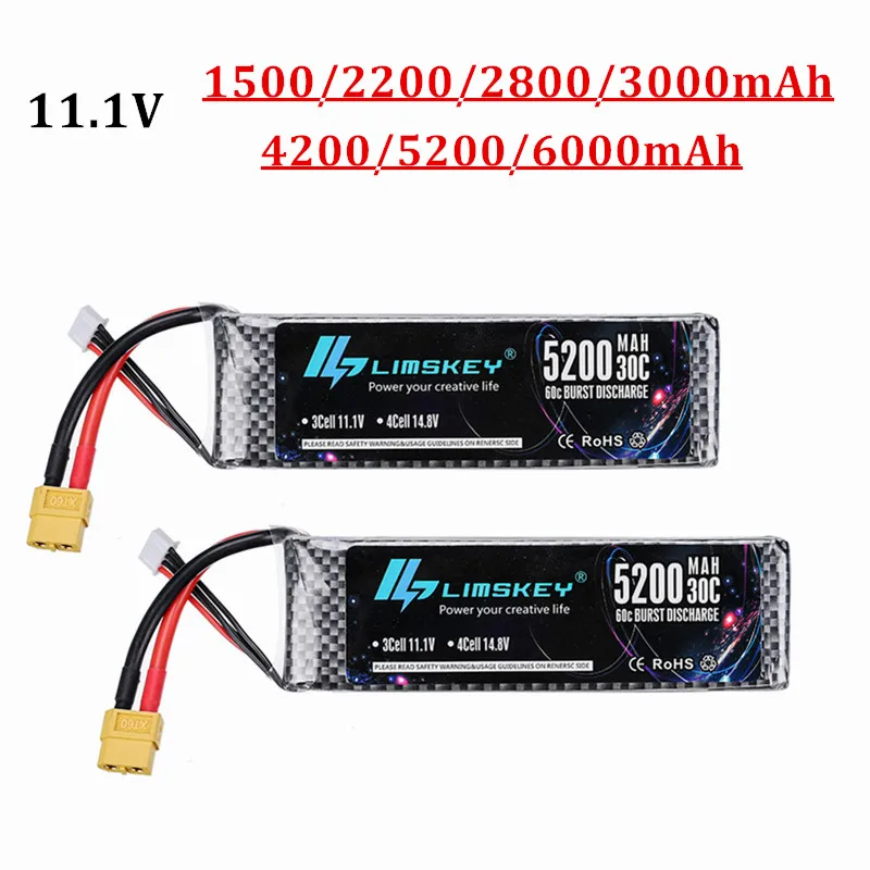 

11.1V 1500mAh 2200mah 2800mAh 3200mAh 4200mAh 5200mAh Lipo Battery For RC aircraft toys helicopters Airplanes cars Boat 3s Lipo