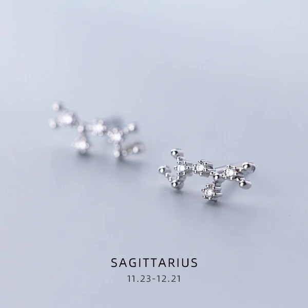 SAGITTARIUS Modian Изысканные 12 созвездий милые женские хрустальные Leo Aquarius серьги гвоздики для женщин стерлингового серебра 925 ювелирные изделия - Окраска металла: SAGITTARIUS
