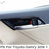 lapetus inner door doorknob handle bowl cover trim accessories interior abs for toyota camry 2018 2022 matte carbon fiber look