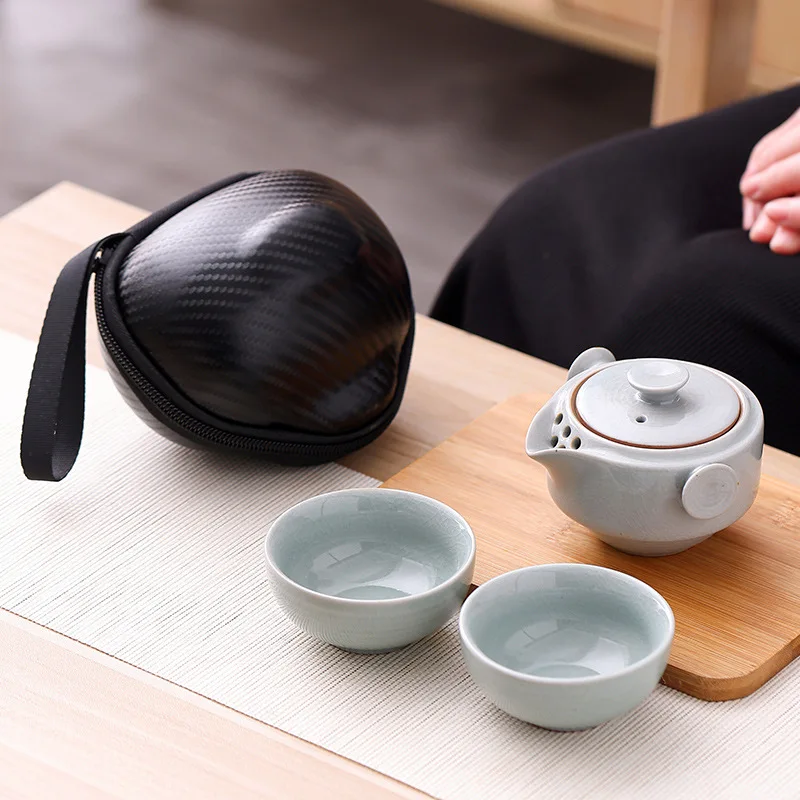Portable Kungfu Tea Set Ceramic Teaset Simple Appearance Teaware Chinese Designer Travel One Teapot Two Cups Drinkware Gift Good | Дом и сад
