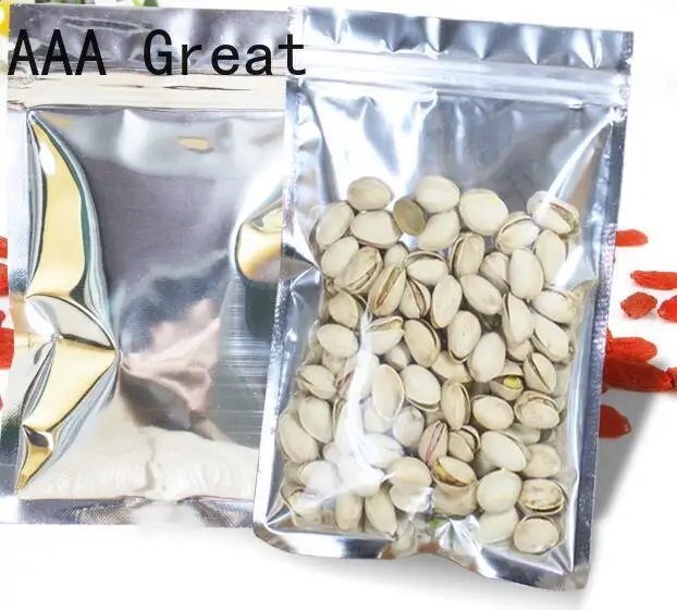 100 шт./лот передний Прозрачный упаковщик из фольги майлар пакеты на молнии для