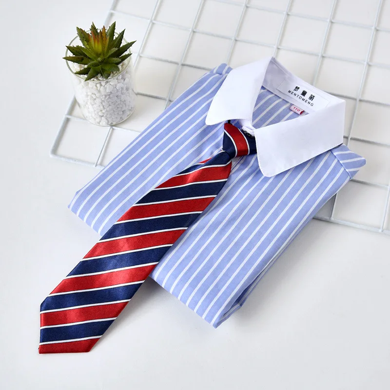 Детская хлопковая блузка с длинными рукавами синяя рубашка в полоску рубашки для