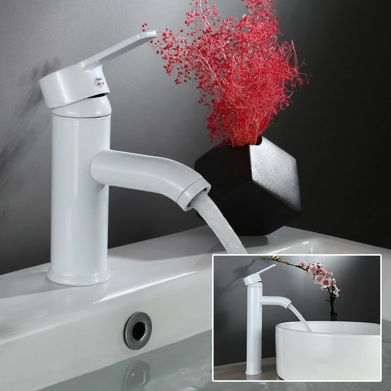 Современный Смеситель из нержавеющей стали для раковины в ванную комнату белый