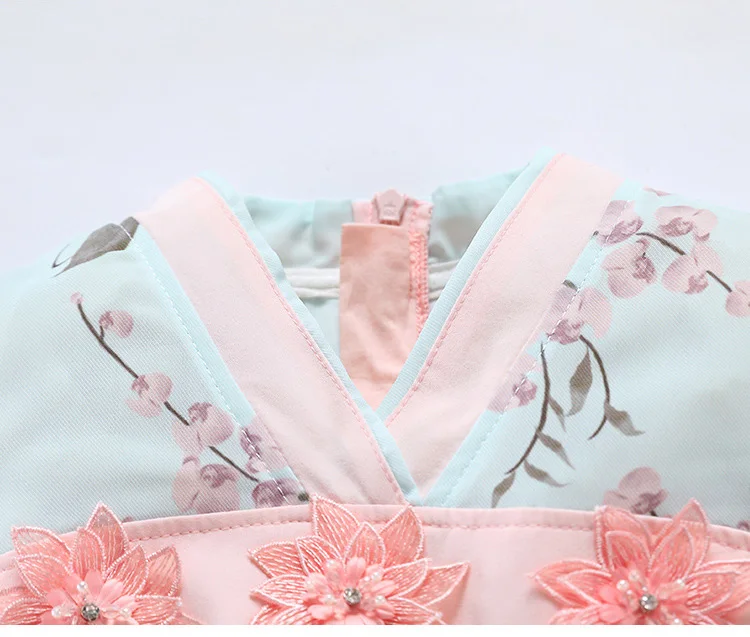 Hanfu/платье принцессы для девочек; коллекция года; сезон осень-зима; Новинка; китайский стиль; Ретро; детская одежда для детей 2, 8, 10 лет; праздничное платье принцессы для маленьких девочек