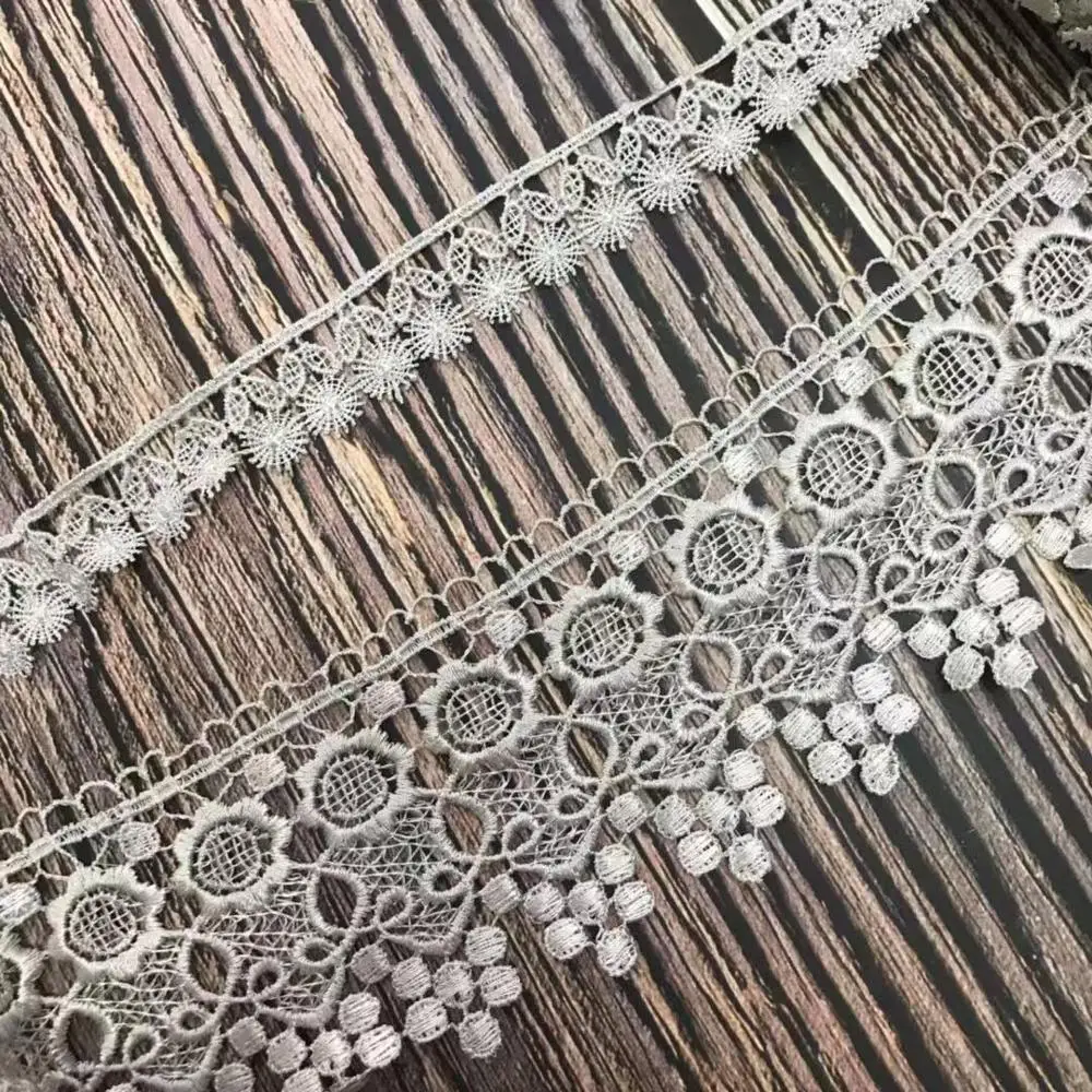 

15 yards 2.5cm/8.5cm Grey Color Lace Trim Water Soluble Embroidery Lace DIY Lace Fabric Clothing Accessories
