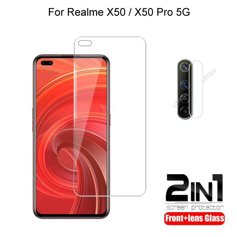 

2 in 1 For Realme X50 Pro / X50 5G Camera Lens Film & Screen Protector Guard Protective HD Tempered Glass Explosion Proof