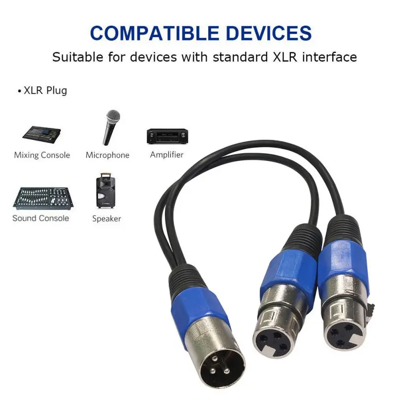 Новый 34 см 3-конт. Xlr 1 Мужской до 2 Женский аудио удлинитель проводной микрофон Y