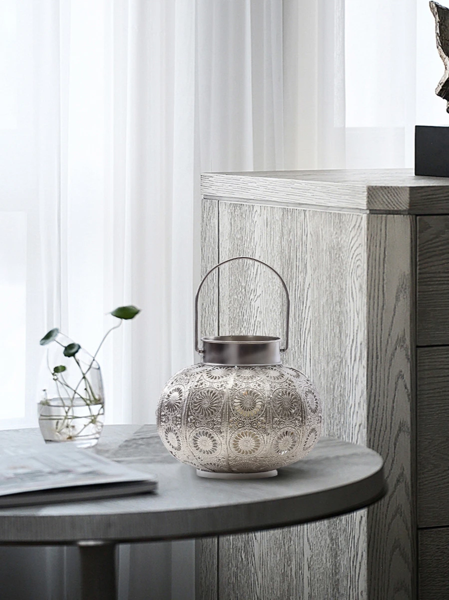 

Iron Storm Lantern Craftwork Decoration Thai Villa Designer Features Living Room Study Coffee Table Top Decoration