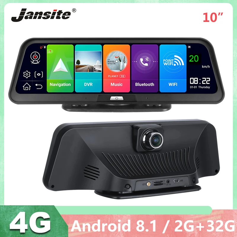 Видеорегистратор Jansite автомобильная камера 10 дюймов 4G с сенсорным экраном GPS 2 Гб