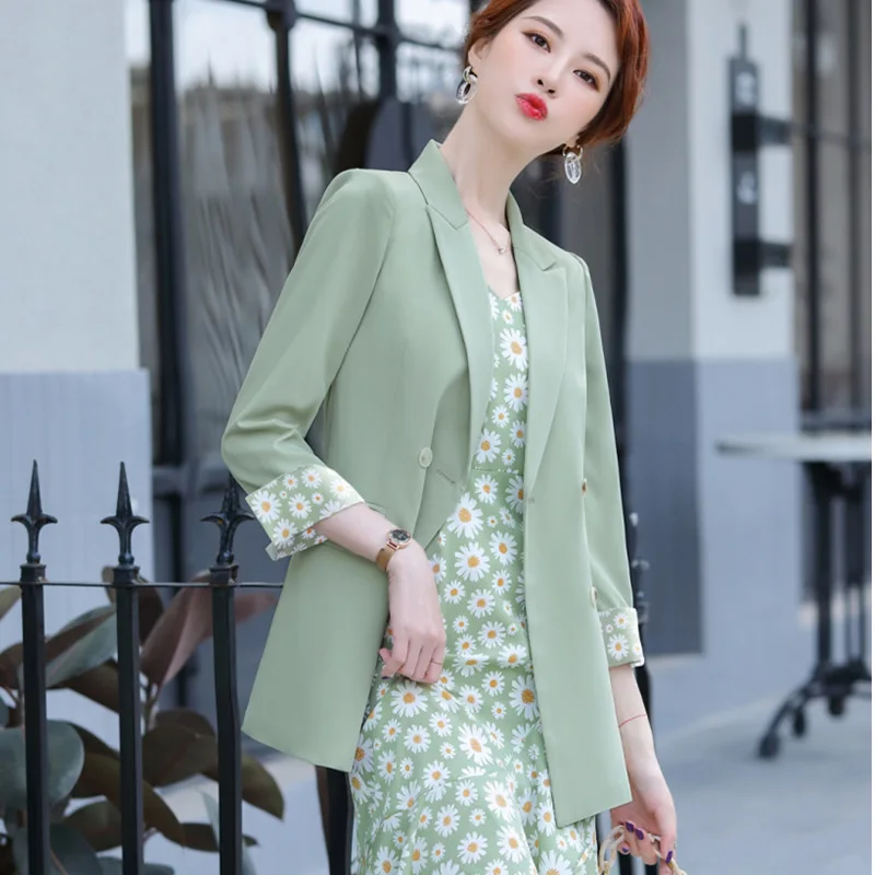 

Professional suit women's summer floral garden suit fishtail skirt two pieces jacket dress women dress jaket two piece dress