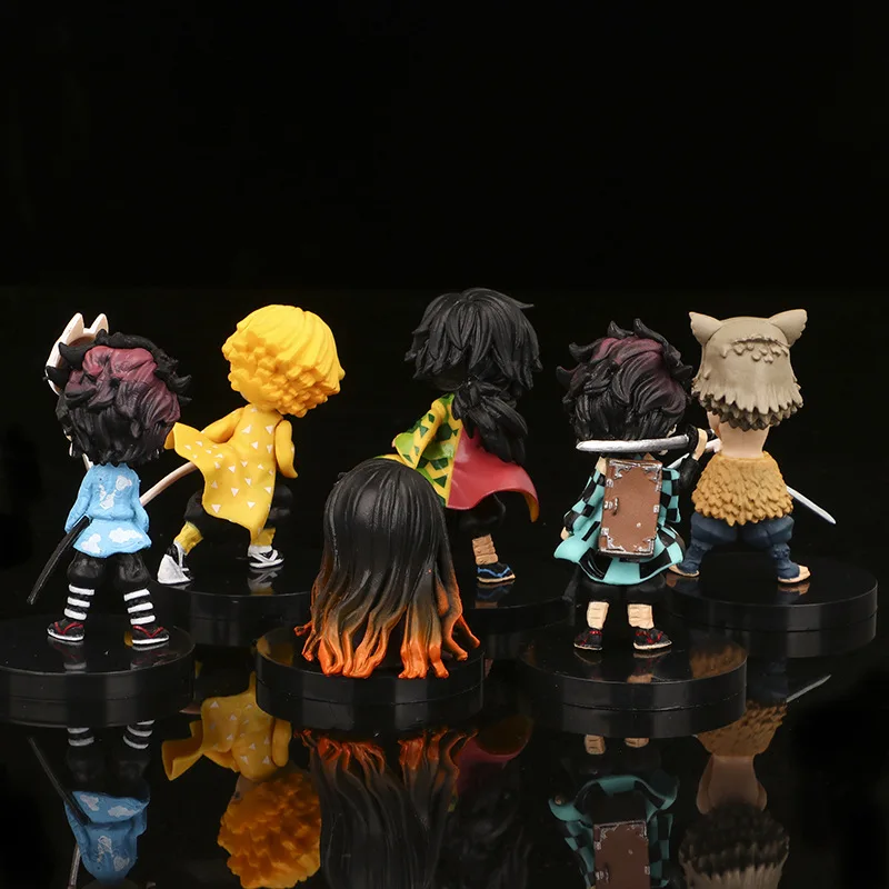 6 шт аниме Рисунок демон убийца Kimetsu без Yaiba игрушки камадо Tanjirou Nezuko Zenitsu Hashibira Inosuke