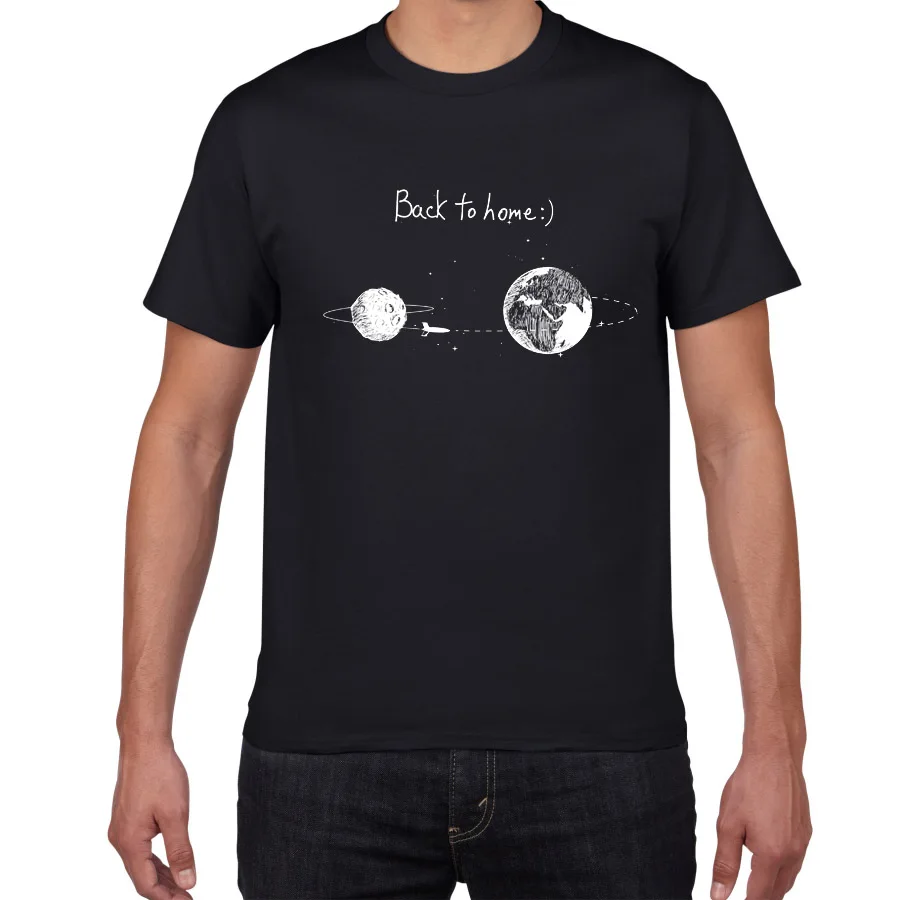 

Humorous spaceship back to home t shirt men 100% Cotton 2021 Summer T-shirt Black Design Tops Tees loose Clothing t shirt Funky