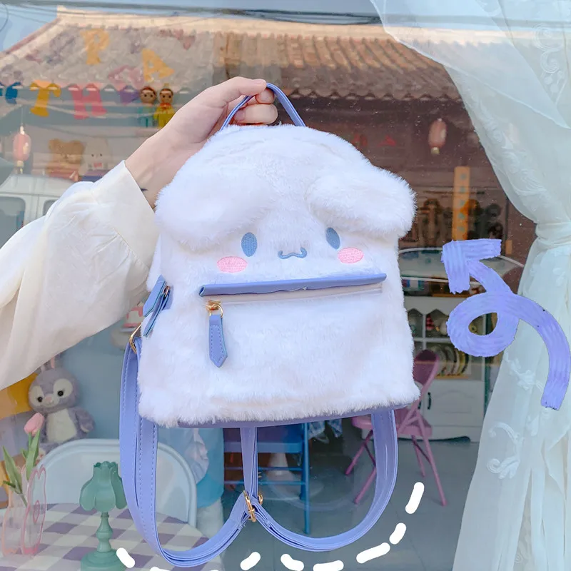 

2021 new Japanese Lolita girls shoulder bag Cosplay Plush lace drop eared Dog Backpack