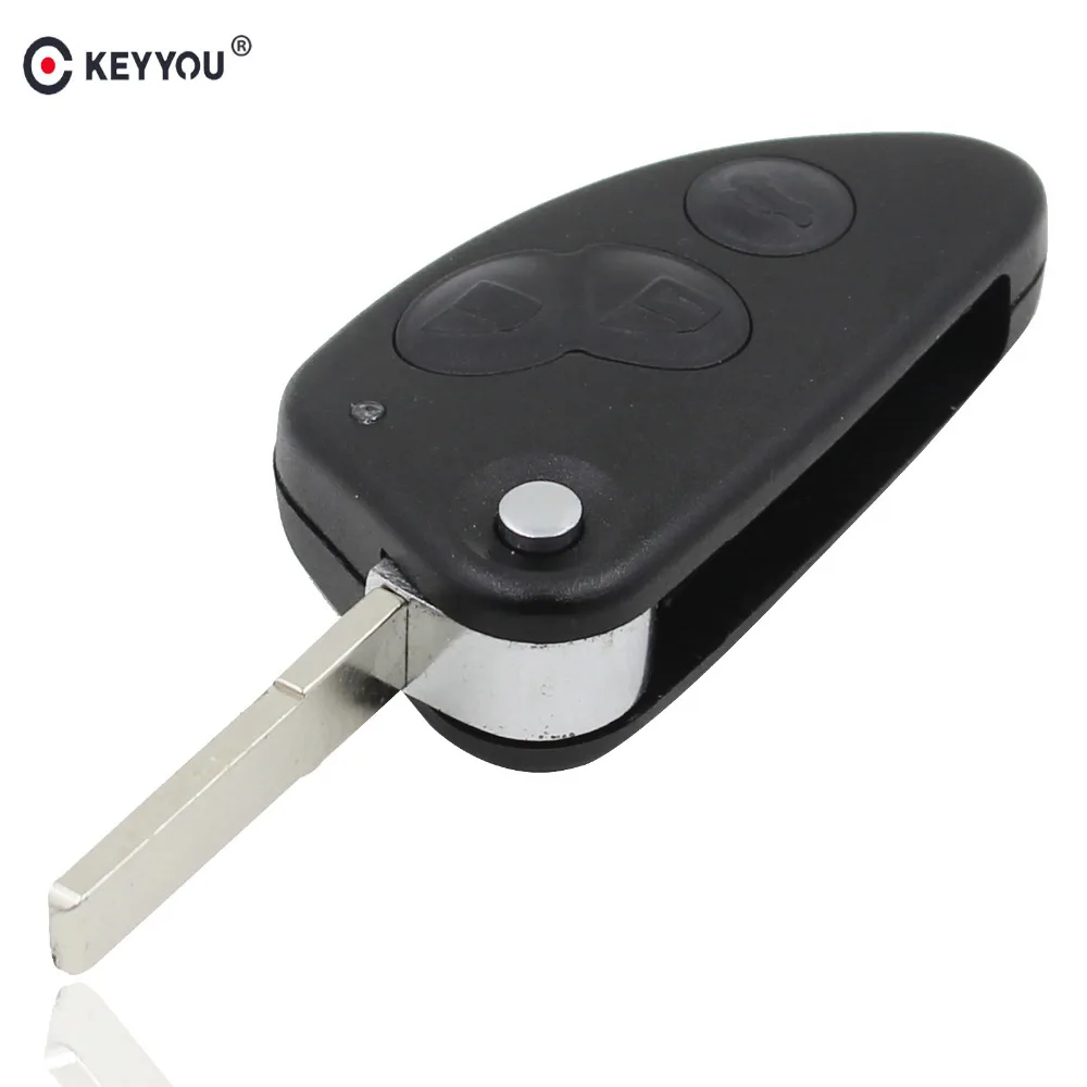 KEYYOU для Alfa Romeo 147 156 166 GT ключ 3 кнопки откидной складной Uncut SIP22 лезвие замена пульта