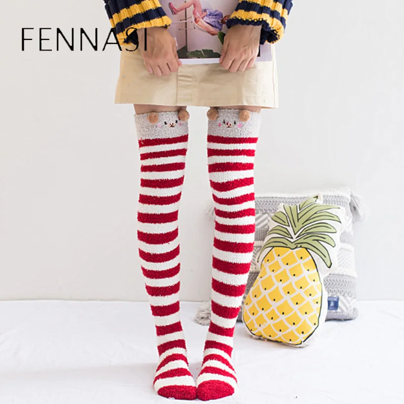 FENNASI женские толстые зимние теплые чулки удобные милые удерживающие длинные