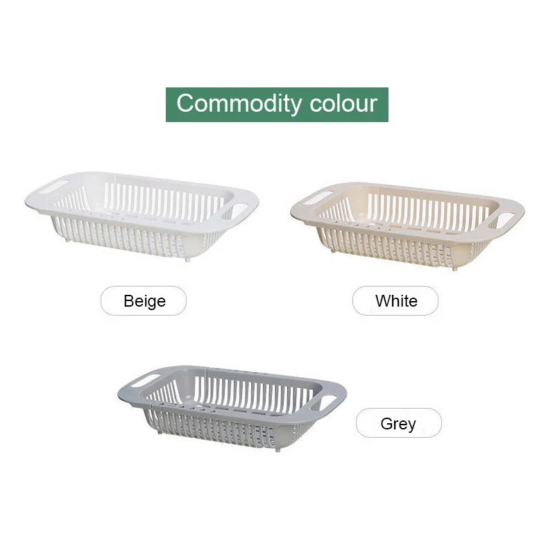 

Kitchen Expandable Sink Strainer Drain Vegetable Fruit Drainer Basket Space Saving Washing Shelf Strain Rack Kitchen Organizer