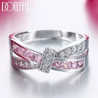 doteffil 925 sterling silver aaa zircon six colors pinkbluegreen crystal ring for women fashion wedding party charm jewelry