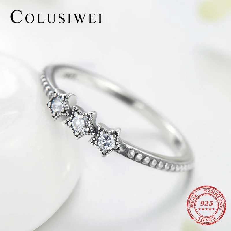 Кольцо женское из серебра 925 пробы со сверкающей звездой|Кольца| |