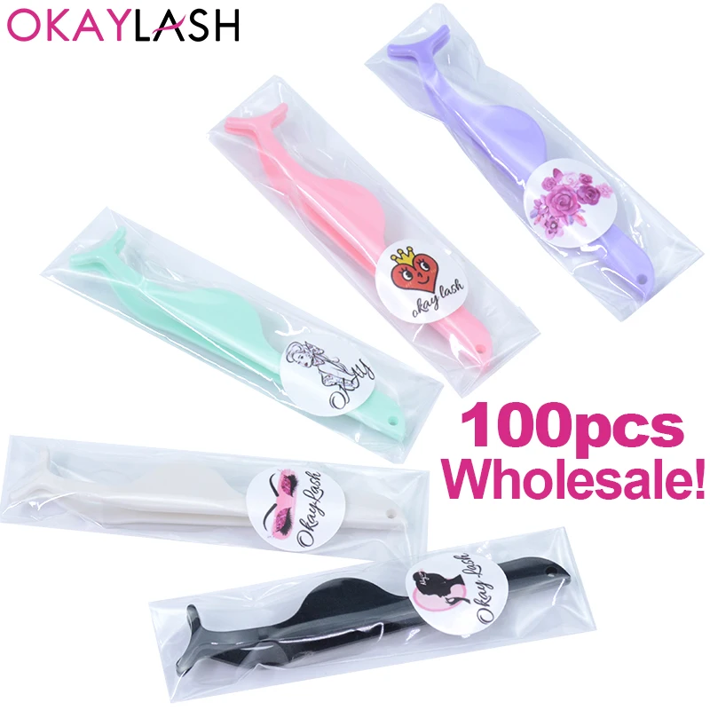

OKAYLASH 30/50/100 _ пластиковый аппликатор для ресниц с фирменной этикеткой, пинцет для ресниц, зажим для оптовых заказов
