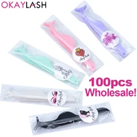 OKAYLASH 30 50 100pcs custom Logo private label plastic eyelash applicator lash tweezers clip for wholesale bulk order
